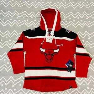 Vintage retro 47 brand chicago bulls lacer laced hoodie embroidered jacket